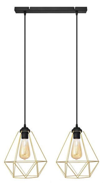 Luster na lanku KARO 2xE27/15W/230V zlatá/čierna
