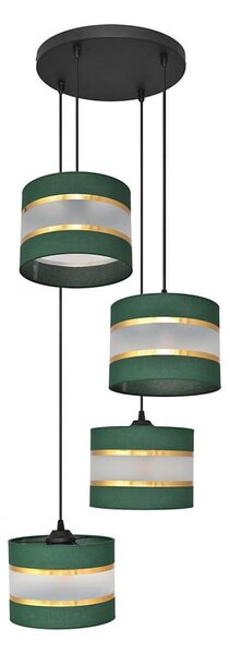 Luster na lanku HELEN 4xE27/15W/230V zelená/zlatá