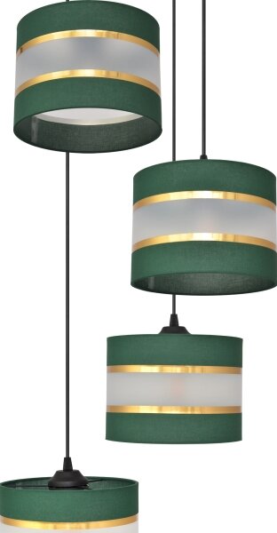 Luster na lanku HELEN 4xE27/15W/230V zelená/zlatá