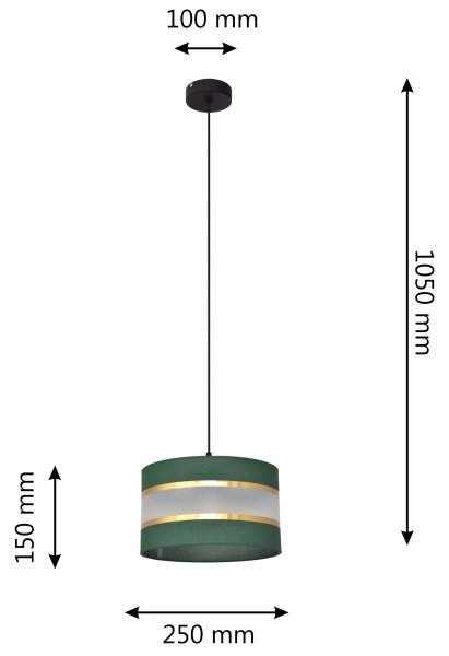 Luster na lanku HELEN 1xE27/15W/230V pr. 25 cm zelená/zlatá
