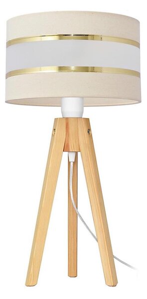Stolná lampa HELEN 1xE27/15W/230V krémová/zlatá/borovica