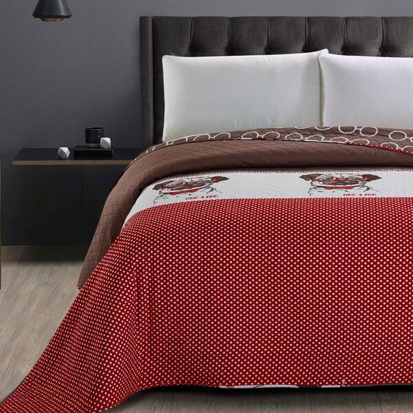 DecoKing Prikrývka na posteľ pes hnedá/červená Rozmer: 220x240