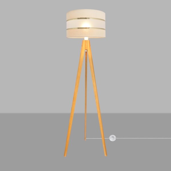 Stojacia lampa HELEN 1xE27/15W/230V krémová/zlatá/dub