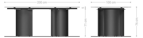 DELIFE Jedálenský stôl Edge Boot 200x100 keramika Laminam® Emperador Extra Lucidato tmavohnedá Troa kov efektová povrchová úprava titánová