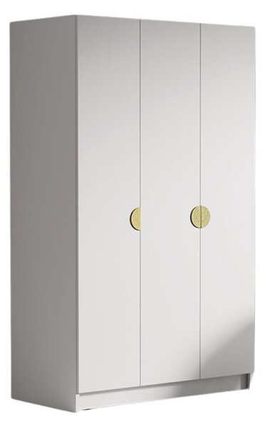 Šatníková skriňa CAMON 150 cm - biela/zlaté úchytky