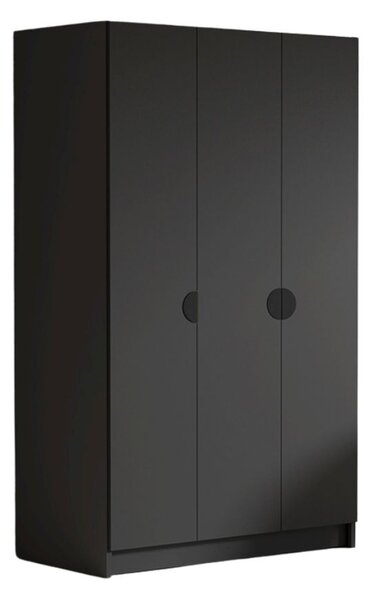 Šatníková skriňa CAMON 150 cm - čierna/čierne úchytky