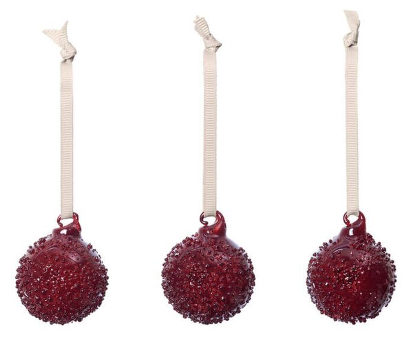 Ferm Living Vianočné banky Flurry S set 3ks, picante red