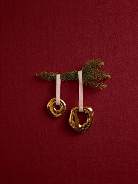 Ferm Living Vianočné banky Orrith Ornaments set 2ks, brass