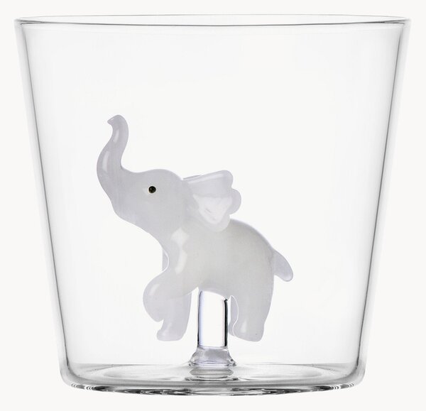 Ručne vyrobený pohár z borosilikátového skla White Elephant