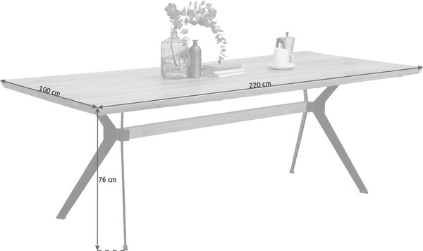 JEDÁLENSKÝ STÔL, divoký dub, čierna, farba duba, 220/100/76 cm Linea Natura - Stoly