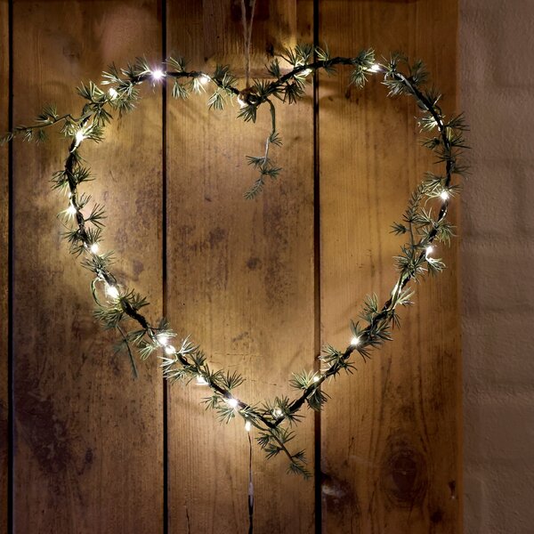 Svietiaca LED dekorácia z umelého ihličia Wreath Heart
