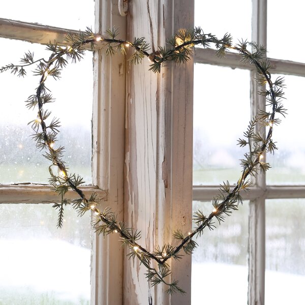 Svietiaca LED dekorácia z umelého ihličia Wreath Heart