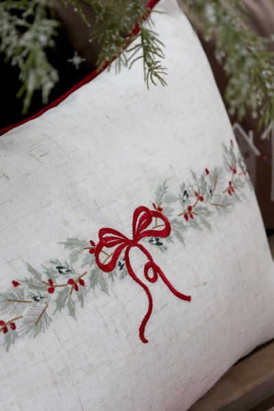 Vyšívaný obal na vankúš Bow/Garland 35 × 50 cm