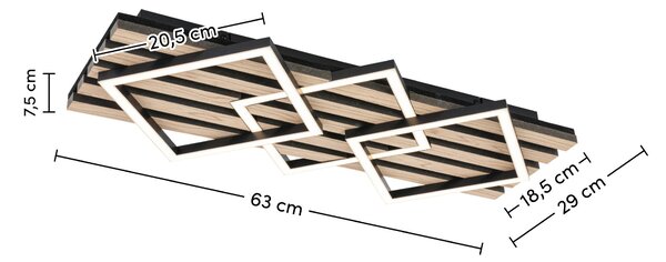 STROPNÉ LED SVIETIDLO, 63/29/7,5 cm Novel - Interiérové svietidlá