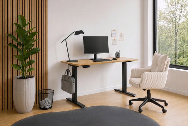PÍSACÍ STÔL, čierna, farba duba, 120/60/73-118 cm Carryhome - Kancelárske stoly