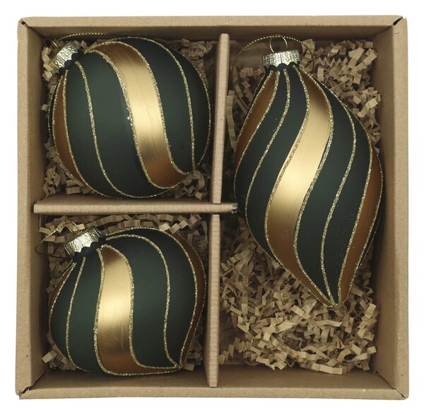 Vianočná ozdoba Olive/Gold – set 3 ks