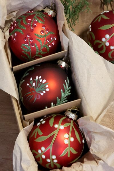Vianočná guľa Cherry Ø 8 cm – set 3 ks