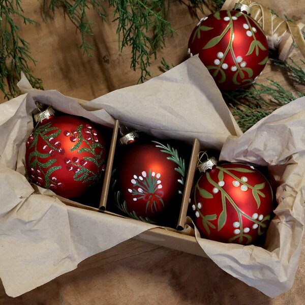Vianočná guľa Cherry Ø 8 cm – set 3 ks