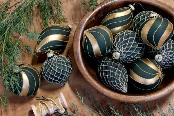 Vianočná ozdoba Olive/Gold – set 3 ks