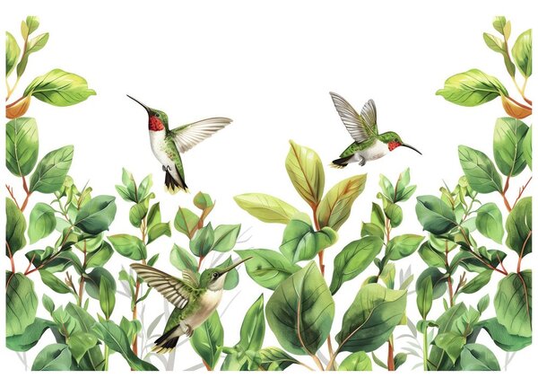 Tapeta kolibríky a listy