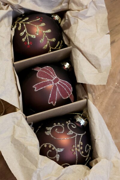 Vianočná ozdoba Mocca Ø 8 cm – set 3 ks