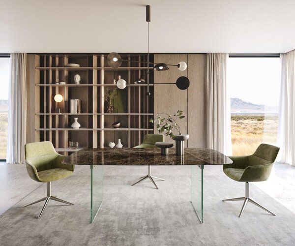 DELIFE Jedálenský stôl Edge oválny 200x100 keramika Laminam® Emperador Extra Lucidato tmavohnedý podstava sklo