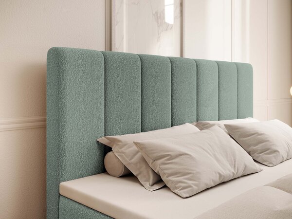 Čalúnená boxspring manželská posteľ s úložným priestorom Canira 140x200 - mentolová
