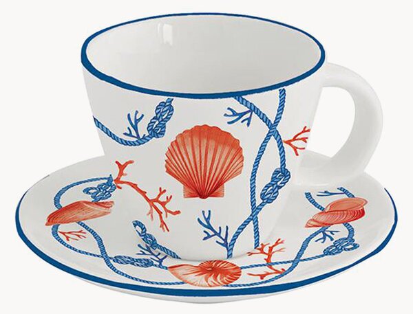 Porcelánové šálky na kávu's podšálkami Cote De Mer, 2 ks