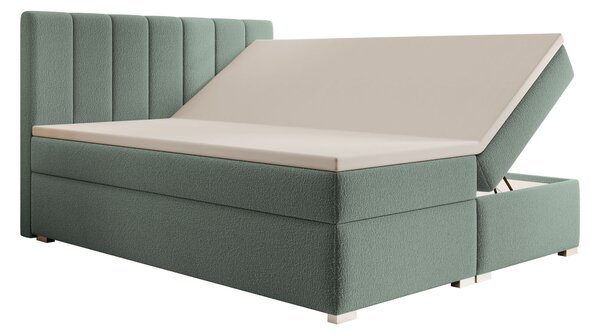 Čalúnená boxspring manželská posteľ s úložným priestorom Canira 140x200 - mentolová