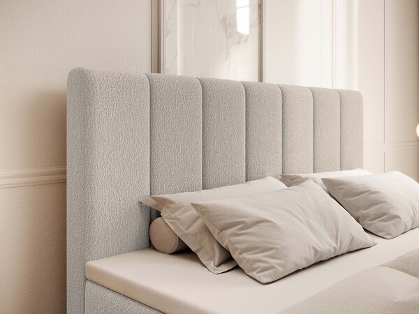 Čalúnená boxspring manželská posteľ s úložným priestorom Canira 140x200 - krémová