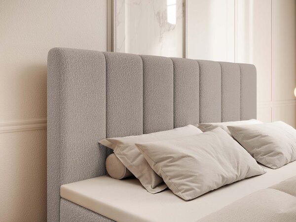 Čalúnená boxspring manželská posteľ s úložným priestorom Canira 140x200 - béžová