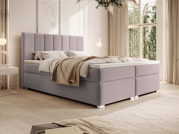 Čalúnená boxspring manželská posteľ s úložným priestorom Canira 140x200 - ružová