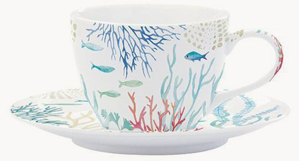 Porcelánové šálky na kávu's podšálkami Under The Sea, 2 ks