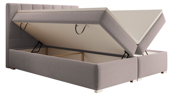 Čalúnená boxspring manželská posteľ s úložným priestorom Canira 140x200 - ružová
