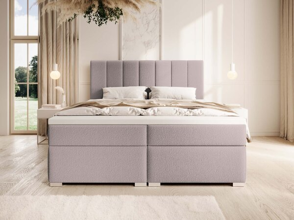Čalúnená boxspring manželská posteľ s úložným priestorom Canira 140x200 - ružová