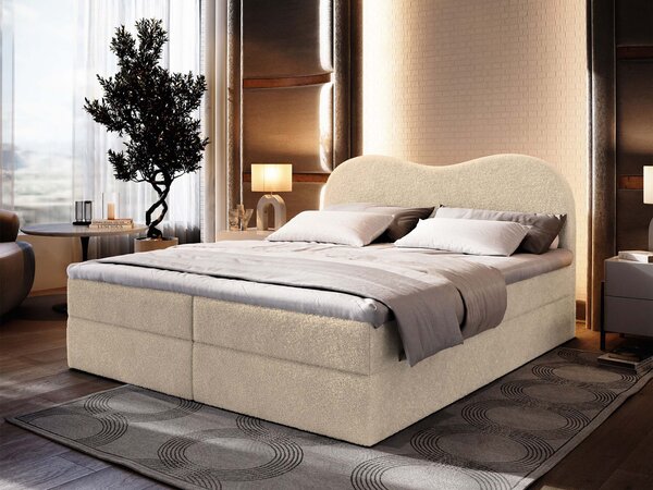 Manželská boxspring posteľ s úložným priestorom Fluvia N 140x200 - smotanová