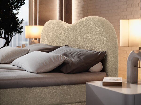 Manželská boxspring posteľ s úložným priestorom Fluvia N 140x200 - smotanová
