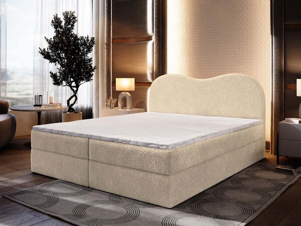 Manželská boxspring posteľ s úložným priestorom Fluvia N 140x200 - smotanová