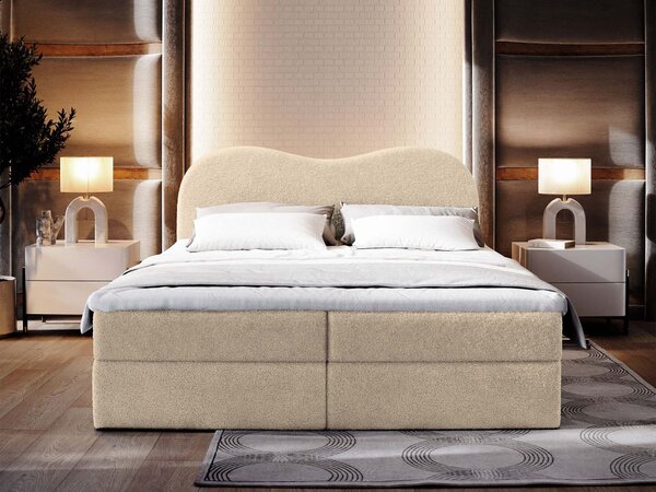 Manželská boxspring posteľ s úložným priestorom Fluvia N 140x200 - smotanová