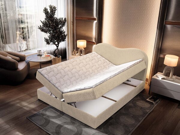 Manželská boxspring posteľ s úložným priestorom Fluvia N 140x200 - smotanová