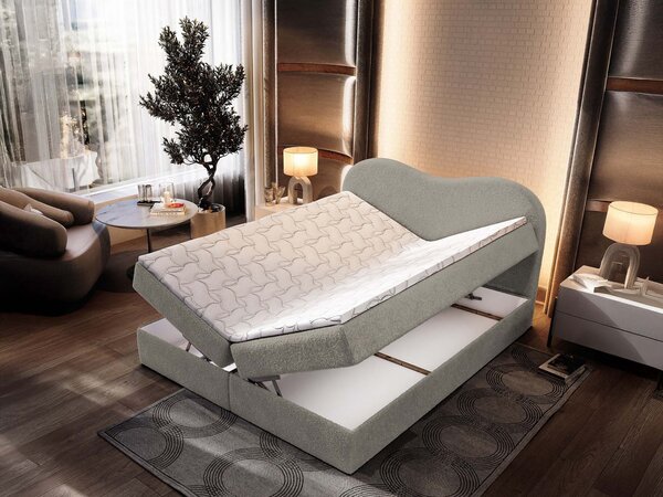Manželská boxspring posteľ s úložným priestorom Fluvia N 180x200 - svetlosivá