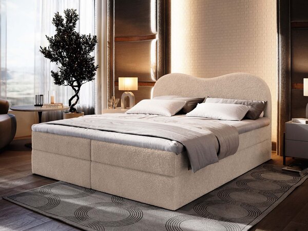 Manželská boxspring posteľ s úložným priestorom Fluvia N 180x200 - béžová