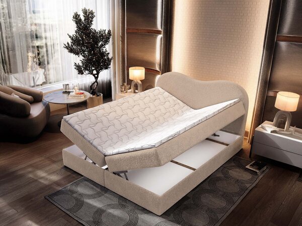 Manželská boxspring posteľ s úložným priestorom Fluvia N 180x200 - béžová