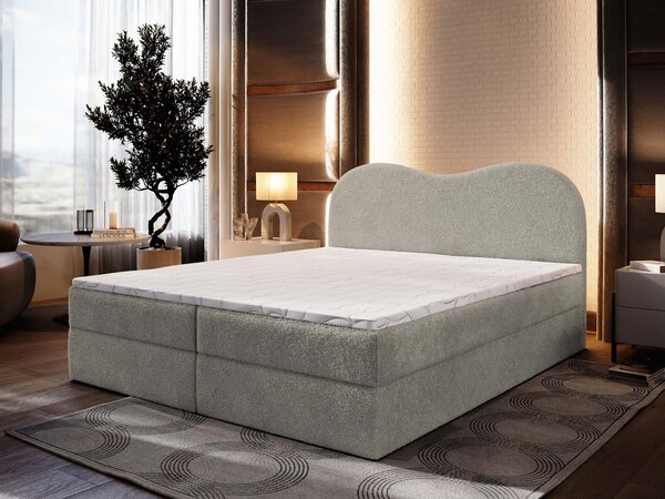 Manželská boxspring posteľ s úložným priestorom Fluvia N 180x200 - svetlosivá