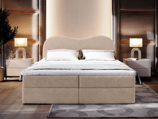 Manželská boxspring posteľ s úložným priestorom Fluvia N 180x200 - béžová