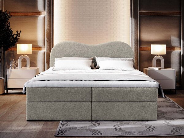 Manželská boxspring posteľ s úložným priestorom Fluvia N 180x200 - svetlosivá