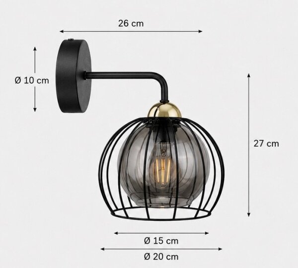 Nástenné svietidlo SOLO BLACK 1xE27/60W/230V čierna/zlatá