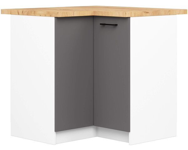 Ak furniture Kuchynská rohová skrinka Olivie S 90 cm biela/grafitovo šedá matná