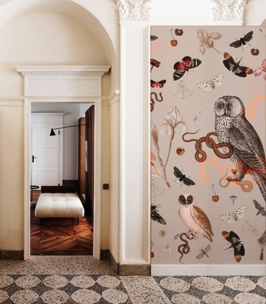 WALLCOLORS Pink Owls wallpaper - tapeta