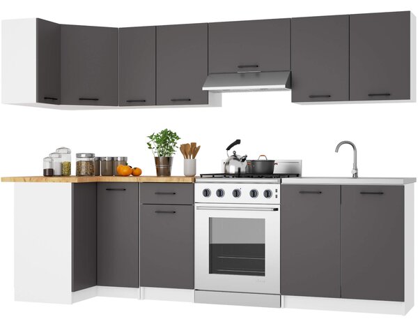 Ak furniture Kuchynská rohová skrinka Olivie S 90 cm biela/grafitovo šedá matná
